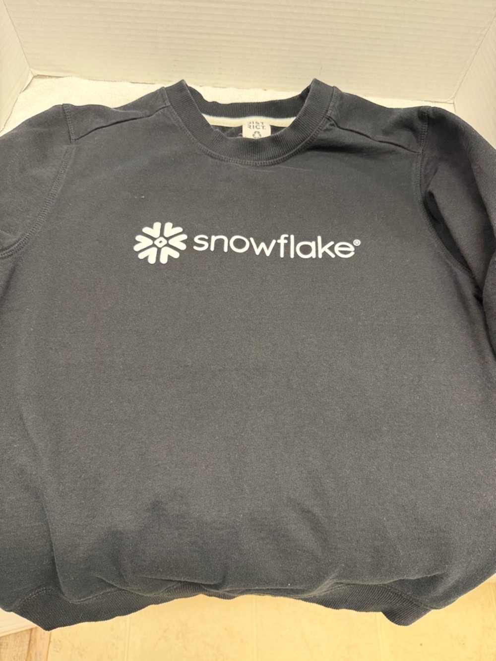 District Men's Crewneck Sweatshirt in Black with White Snowflake Logo